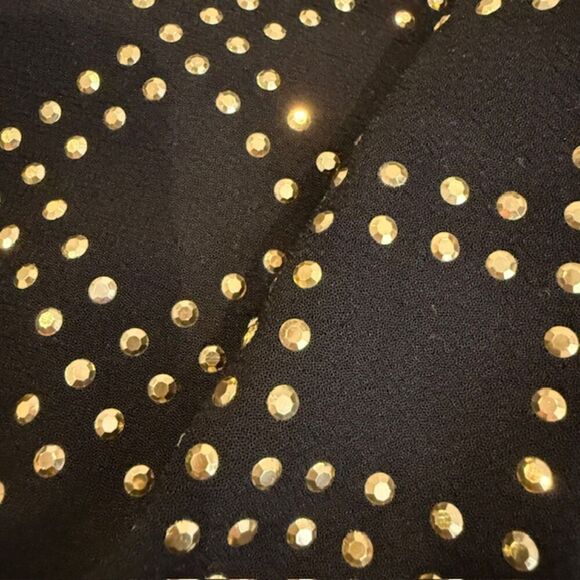 Trina Turk Blake Dress Gold Studded Black Crepe Mini Sheath Sleeveless Size 2 - Picture 11 of 15